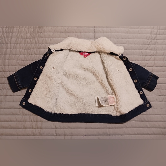 Kanz Baby Unisex Size 6M Fur Lapel Distressed Denim Jean Warm Bomber Jacket - Picture 5 of 13